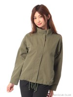 スタンドカラーミリタリー/カーキ