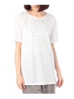 スパンコール使いデザインカットソー/ベージュ(052)