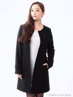 ノーカラーコート/ピンク