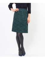 フラワー柄ジャカード織りタックスカート/ライトベージュ(051)