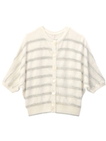 リネンラメボーダードルマンカーディガン/オフホワイト(003)