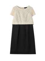 レースブラウス+インナーワンピースセット/ライトベージュ(051)