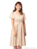 小花プリントデシンワンピース/ベージュ
