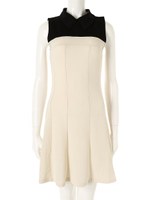 【ECURY】バイカラーAラインワンピース/ブラック