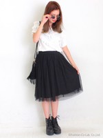 【chille anap】チュールフレアスカート/O.WHT