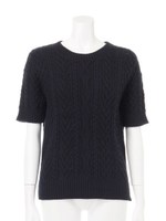 【mystic】半袖アラン柄C/Nプルオーバー/グレ−