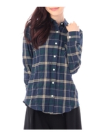 シャーリングチェックシャツ/ネイビー(293)
