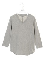 ハイライン裏起毛VネックTシャツ/WHT