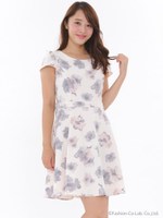 バックサテンフラワーワンピ/カーキ