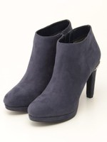 ビジューヒールショートブーツ/NAVY