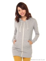 フードロングパーカー/グレー