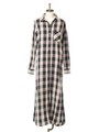 ブロックチェックシリーズ シャツワンピース/ブラウン