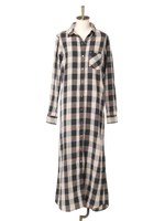 ブロックチェックシリーズ シャツワンピース/ブラウン