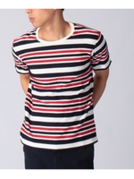 ヘリンボーンボーダーTシャツ/レッド(162)