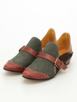 ベルティッドレザーシューズ/RED BROWN COMBI