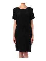 肩ギャザーシルクシフォンワンピース/ブラック(019)