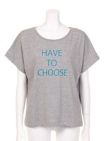 配色ロゴプリントドルマンTシャツ/モクグレー