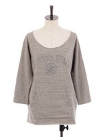 mix杢起毛裏毛 変形ラグランプルオーバー/ベージュ