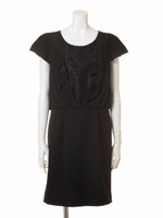 パーティードレス・袖付コードレースドレス/クロ