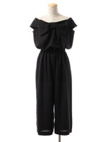 リボンオフショルガウチョロンパース/BK