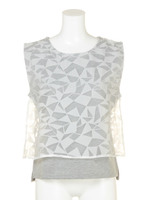 幾何柄オーガンジープルオーバー/Off White