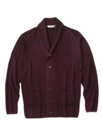 製品染めショールカラーカーディガン/レッド系(064)