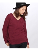 杢調Vネックプルオーバー/ボルドー(064)