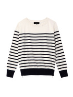 [L]サイドジップボーダーニット/グリーン系(322)