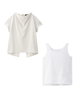 [L]ボトルネックバック切り替えカットソー/ライトグレー(011)