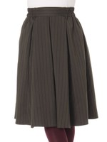 ・ストライプタックミディスカート/Khaki