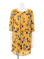 【DUO】 花柄AラインOP/ネイビー