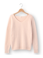 カシミヤVネックニットプルオーバー/ベビーピンク(071)