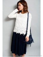 カットサテンプリーツスカート/ネイビー