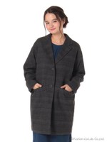グレンチェックドロップショルダーチェスターコート/Gray