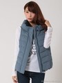 ファー付ダウンベスト/ブルー