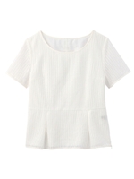 ペプラム風チェックレースシャツ/ネイビー(093)