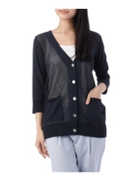 メッシュ切り替えカーディガン/ネイビー(093)