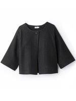 ラッセル編みケープ風カーディガン/ブラック(019)