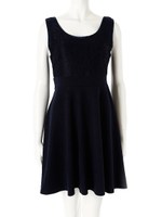 レース切替フレアワンピース/ネイビー