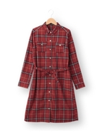 起毛チェックシャツワンピース/ボルドー(264)