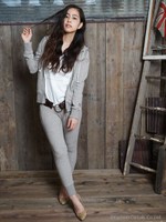 粗挽キ杢ネップ 裏毛 イージーパンツ/ベージュ