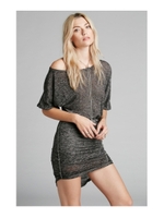 杢調イレギュラーヘムニットソーワンピース/ブラック(019)