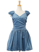 Dカシュクールバルーンドレス/ブラック