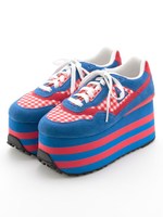 PEPE GINGHAM HIGH SOLE SNEAKER/RED×BLUE