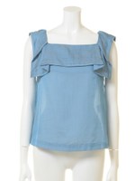 【美人百花8月号掲載】スクエアフリルブラウス/サックス