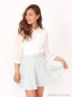 ウエストビジューキュロット/サックス