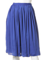 サテンシフォンギャザースカート/ブラック