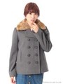 ファー付きＰコート/Navy