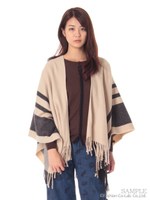 ラインポンチョ/ベージュ