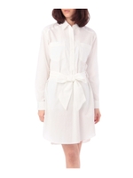 リボンベルトフィット&フレアシャツワンピース/オフホワイト(003)